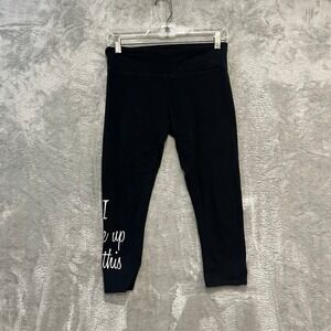 SO Leggings Women M Black I Woke Up Like This Graphic Cropped Yoga Pants